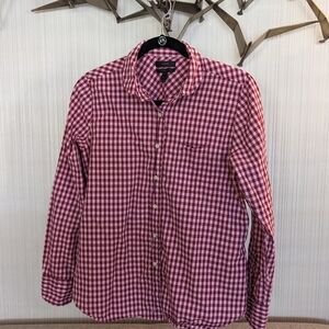 J Crew Women's Collared Shirt Boy Pink Maroon Gingham Button Down 8